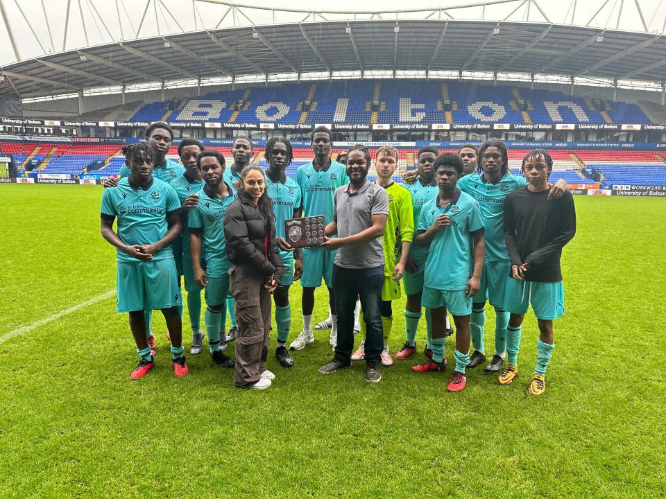 Student footballers victorious in match against staff at the home of Bolton Wanderers