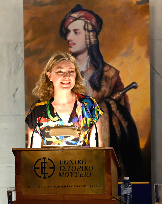 Dr Corin Throsby delivering her keynote speech in the  Assembly Hall of the Old Parliament on 16 April